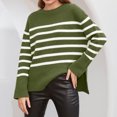 thumbnail image 3 of Women's Casual Striped Loose Round Neck Pullover Sweater for Fall Winter Striped Patterns,Green,S, 3 of 6