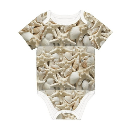 

Matuu Starfish and Sea Shells for Baby Short-Sleeve Bodysuit Soft Cotton Comfortable and Breathable Perfect for Newborns and Infants