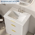 thumbnail image 2 of 24" Modern Fluted Bathroom Vanity with Basin – Freestanding Farmhouse Cabinet – 2 Drawers & 1 Turnover-Down Drawer – Easy Assembly & Cleaning – Single Ceramic Basin, 2 of 9