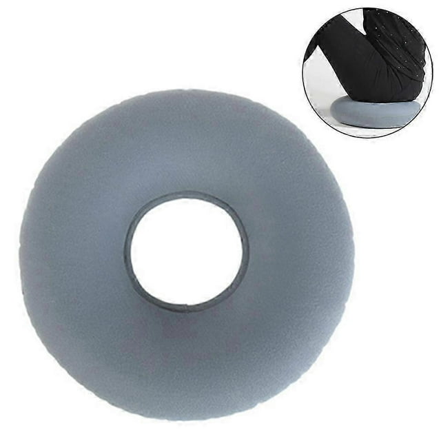 Grey 15 inch Inflatable Donut Ring Cushion with A Pump ,Hemorrhoids Seat Pillow, Tailbone Pain, for Wheelchairs- Use in The Home, Car, Office