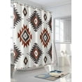 thumbnail image 3 of Shower Curtain Red Brown Boho Aztec Bathroom Curtains with Hooks, Waterproof Fabric Southwest Tribal Style Bath Shower Curtains Set for Bathroom Bathtubs Decor 72x72 Inch, 3 of 8