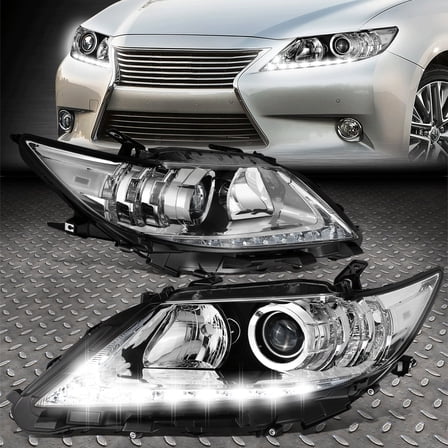 Nuvision for 13-15 Lexus ES300H ES350 OE Style LED DRL Projector Headlights Chrome/Clear