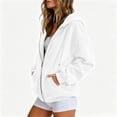 thumbnail image 6 of Domzest Womens Velour Zip Up Hoodies Oversized Full Zipper Long Sleeve Sweatshirts Fall Winter Casual Comfy Track Jackets with Pokets White L, 6 of 6