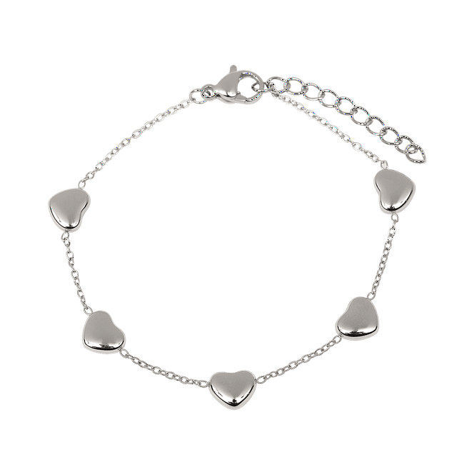 Pulsera Mujer LuckyLy con Dijes de Corazón Acero Inoxidable Baño Oro Rosa 18k Modelo Betsy Unitalla