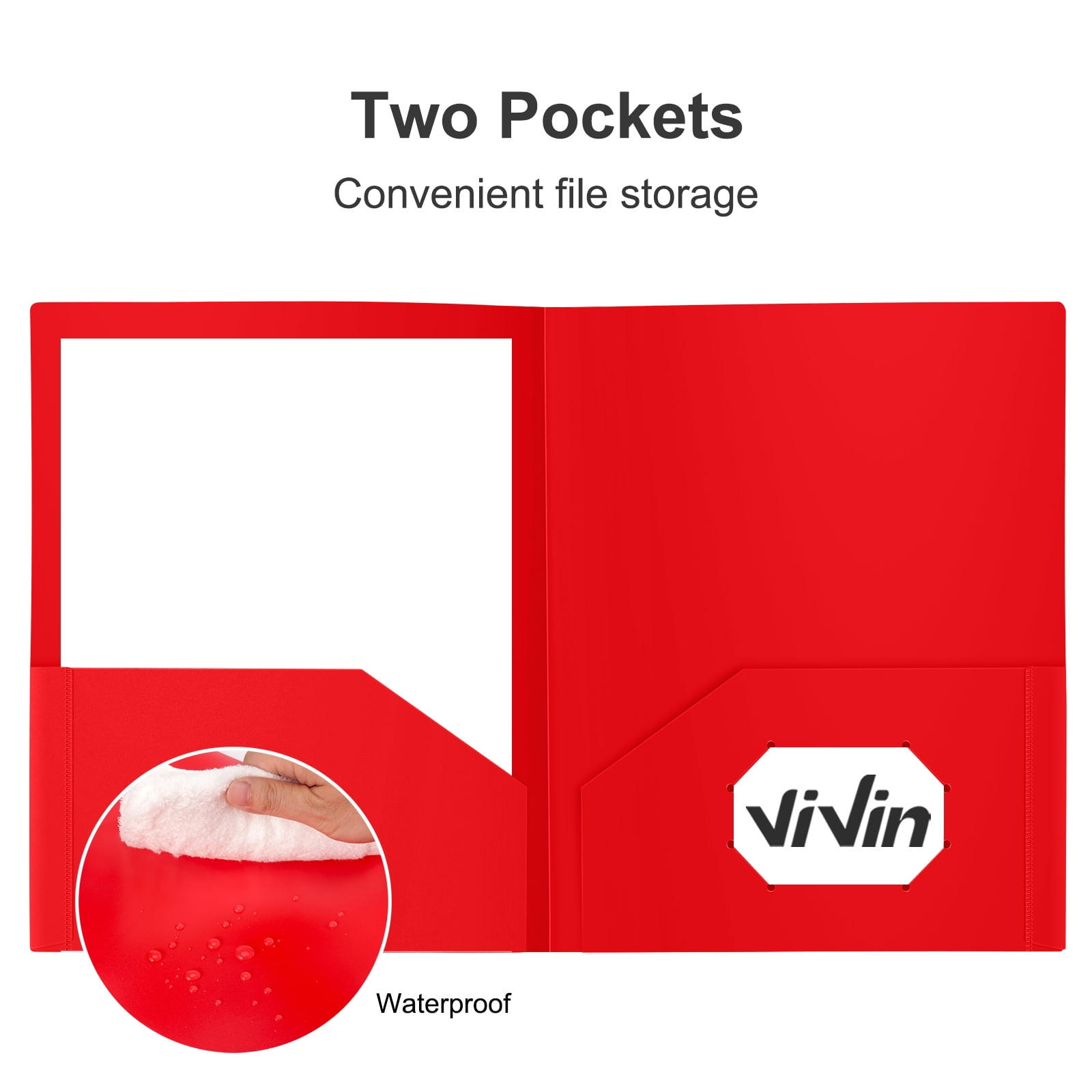 ViVin Sturdy Plastic Folder with 2 Pockets, 6 Pack, School Supplies, Assorted Color
