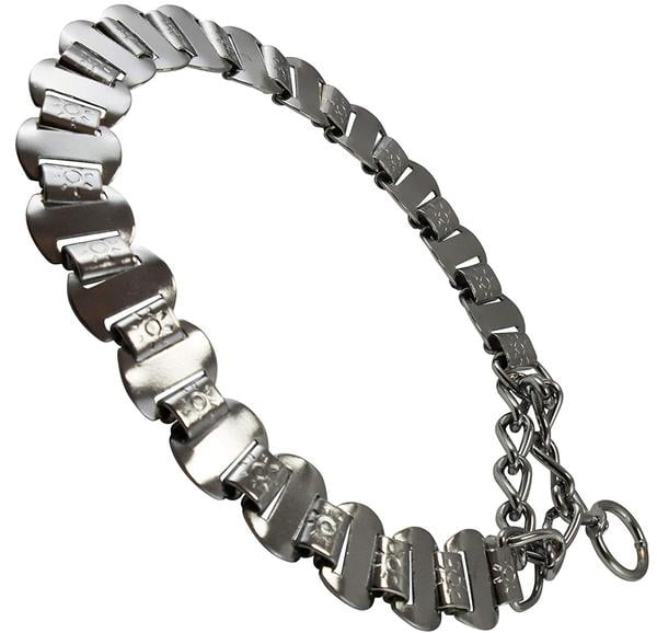 Metal Plates Martingale Dog Collar 3mm Link Chrome (21"24")