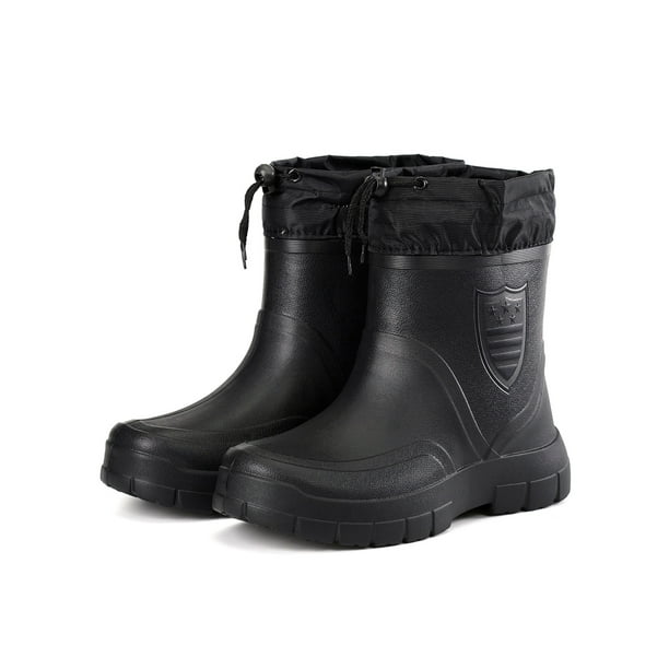 Ukap Men Lightweight Waterproof Rain Boot Fishing Insulation Slip Resistant Pull On Snow Boots Black 8.5 Black 8.5