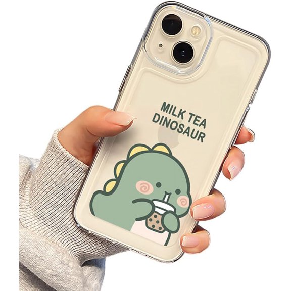 Cartoon Cute Dinosaur Clear Soft Silicone Case Compatible with iPhone Case (Clear,iPhone 15 Pro Max)