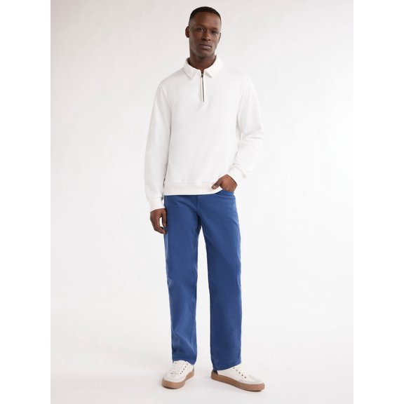 Free Assembly Men's Quarter Zip Fleece Pullover with Long Sleeves, Sizes XS-3XL