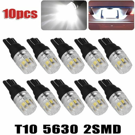 

10x White T10 2SMD LED High Power Dome Map License Light Bulbs W5W 168 194 2825