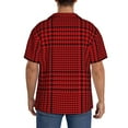 thumbnail image 3 of Kdxio Men'S Hawaiian Shirt For Men Short Sleeve Shirt Red Black Houndstooth Summer Casual Holiday Beach Button Down T-Shirts, 3 of 5