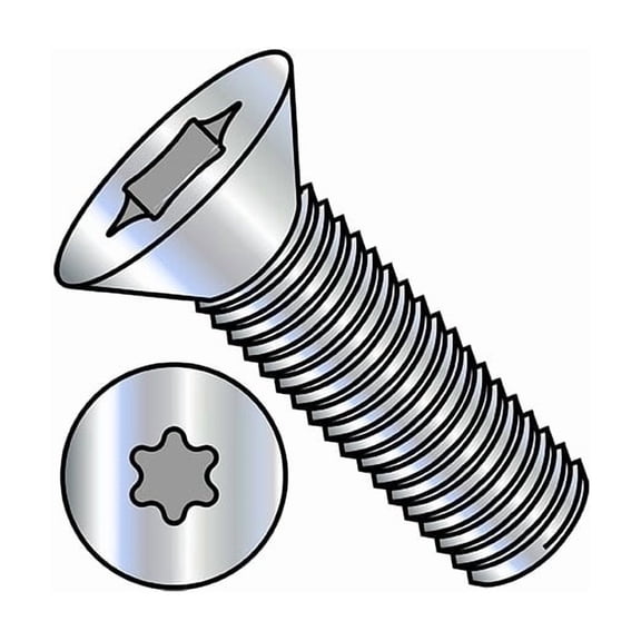 #6-32 x 1 in Torx Flat Machine Screw, Zinc Plated Steel, 10000 PK