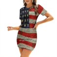 thumbnail image 1 of Robe Évasée Drapeau Américain Col Carré Robe Élégante Mode Féminine Imprimée Robe Drapeau Américain États Non Datés Patriotisme, 1 of 5