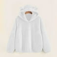thumbnail image 2 of Htigea Womens Bear Ears Hoodies Sherpa Fleece Hooded Sweatshirts Oversized Long Sleeve Pullover Tops White XL, 2 of 8
