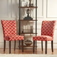 thumbnail image 5 of Chelsea Lane Pattern Upholstered Espresso Parson Dining Chairs, Set of 2, Samba Red, 5 of 10