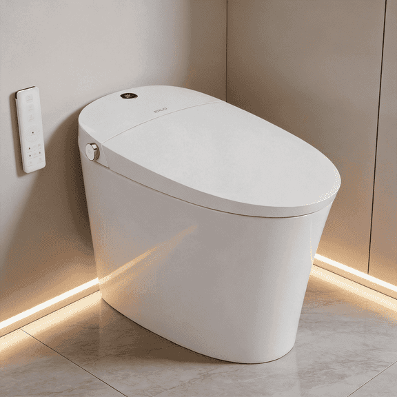 EPLO Smart Toilet with Built in Tank, Dual-Flush Toilet with Auto Flush/Foot Sensor Flush, One-Piece Elongated