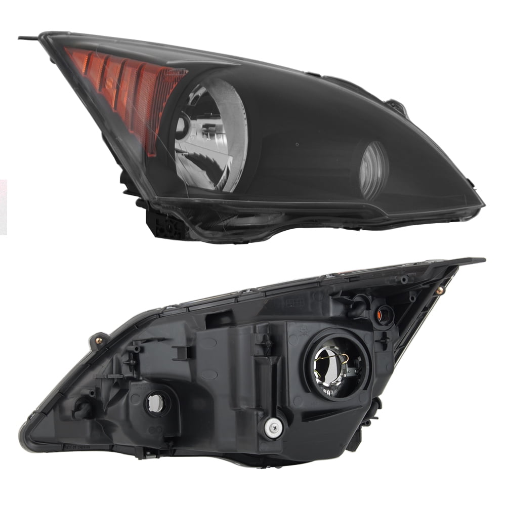 AKKON - For 2007-11 Honda CR-V Headlights Assembly w/Amber Corner Black Housing Clear Lens Full Set