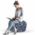 thumbnail image 2 of Exotic Pouf Cover with Zipper, Aloha Bird of Paradise Blooms Tropical Leaves Flourishing Jungle Graphic, Soft Decorative Fabric Unstuffed Case, 30" W X 17.3" L, Pink and Petrol Blue, by Ambesonne, 2 of 5