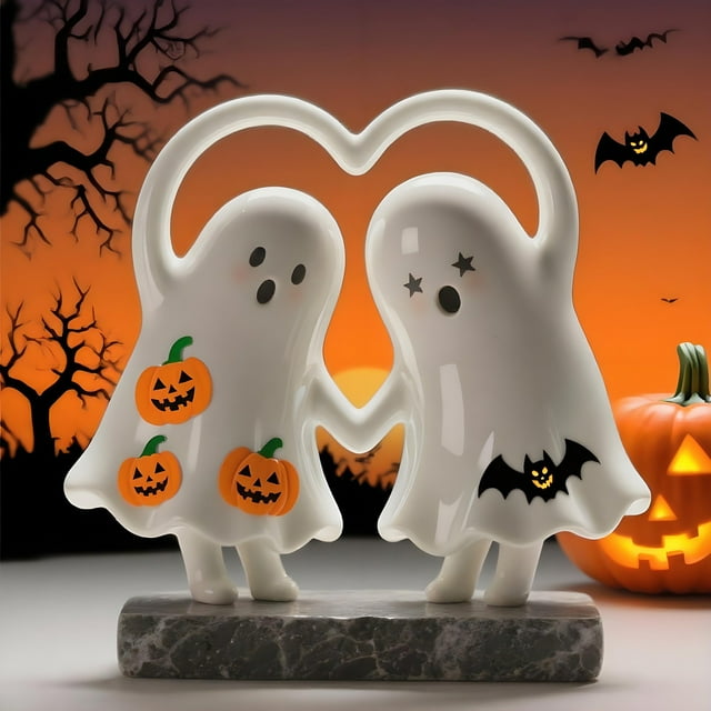Fantasma Decorativo En Forma De Corazón, Escultura De Resina Hecha a Mano, Adorno Espeluznante Y Adorable Para El Hogar, Idea De Regalo Única