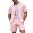 thumbnail image 2 of TrendOFT Mens Suit Sets Casual Formal Jackets And Shorts Two Piece Blazer Set Wedding Party Business Wear Pink XXL, 2 of 7