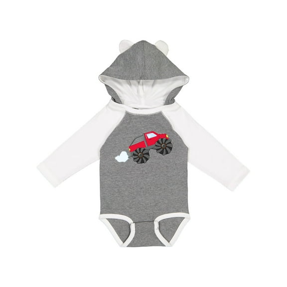 Inktastic Red Monster Truck Action Boys or Girls Long Sleeve Baby Bodysuit