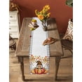 thumbnail image 5 of Thanksgiving Table Runner 90 Inches, Fall Gray Plaid Pumpkins Gnomes Leaves Retro Bed Runner Dresser Scarves Tabletop for Indoor Outdoor Parties/Ceremony/Banquet, 13" x 90", 5 of 8