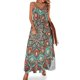 thumbnail image 1 of Vestido sin mangas con diseño bohemio de mandala pintado en color verde azulado, rojo y negro Vestido de mujer para fiesta de noche, 1 of 7
