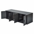 thumbnail image 7 of Cat Litter Box Enclosure for 2 Cats, Wooden Furniture Cabinet with Double Rooms, Black - 57.9"L x 18.3"W x 17.9"H, 7 of 7