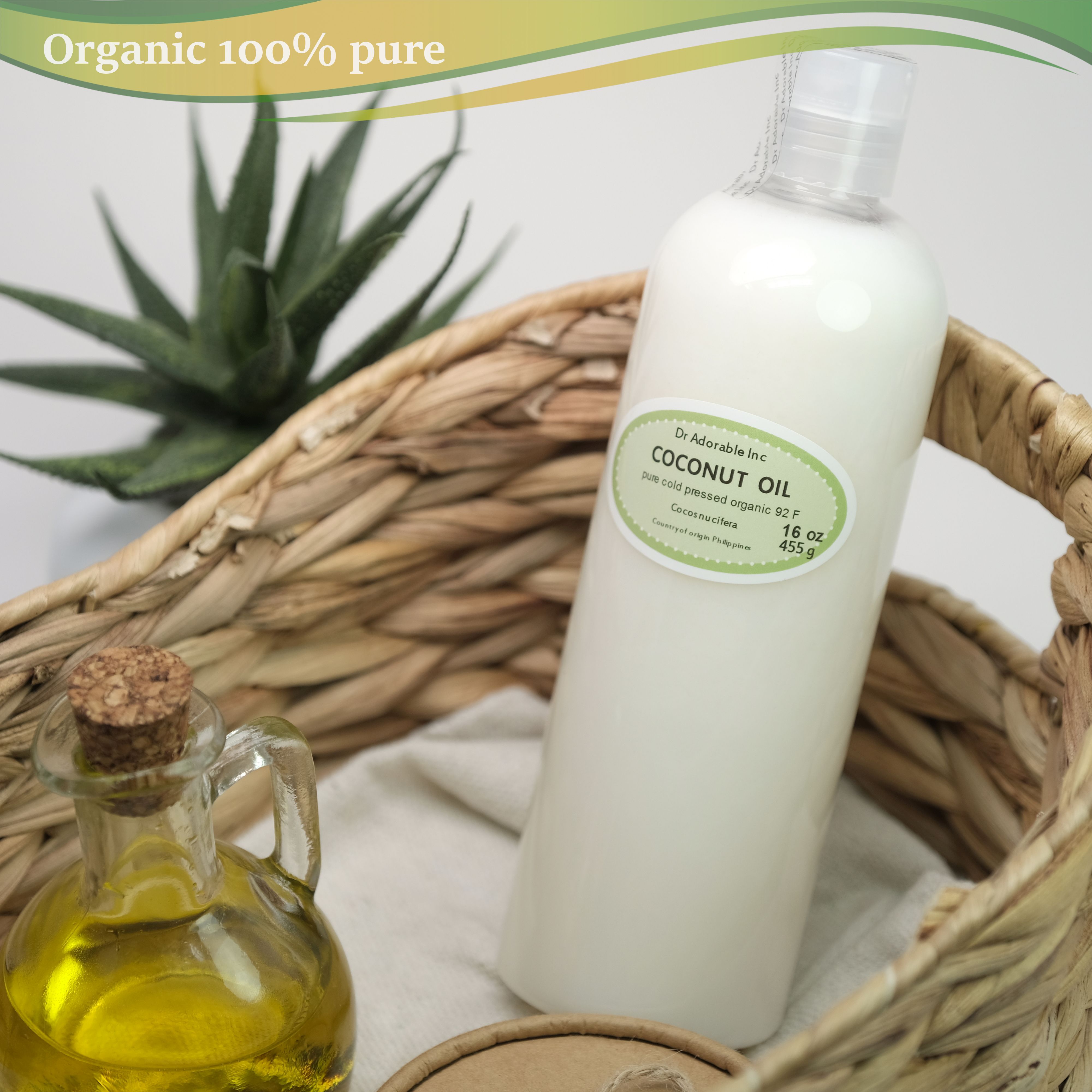 Dr. Adorable - 100% Pure Coconut 92 F Oil Organic Cold Pressed Refined Moisturizing Oil For Face Skin Hair - 48 oz