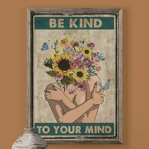 Kna Prints - Be Kind To Your Mind Poster Poster, Positive Wall Art, Encouragement Gifts For Women, Inspirational Quote Print, Girl Unframed Poster, UNFRAMED-8x12