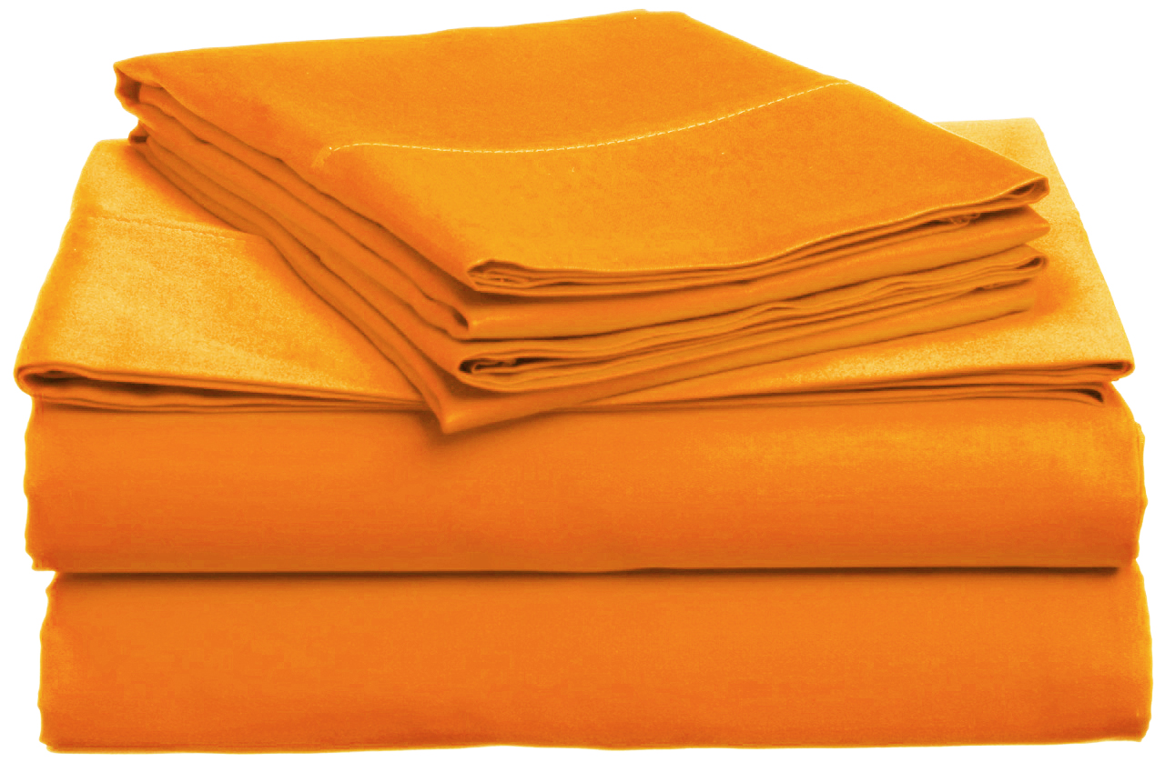 Orange Twin Size Microfiber Sheet Sets One Pillowcase, 10" Drop