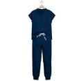 thumbnail image 6 of RKSTN Womens Scrubs Hospital Scrub Set Solid Color V Neck Short Sleeve Pocketed Scrubs Top Elasticated Drawstring Cuffed Pants with Pockets Doctor Nurse Comfort Workweart, 6 of 9