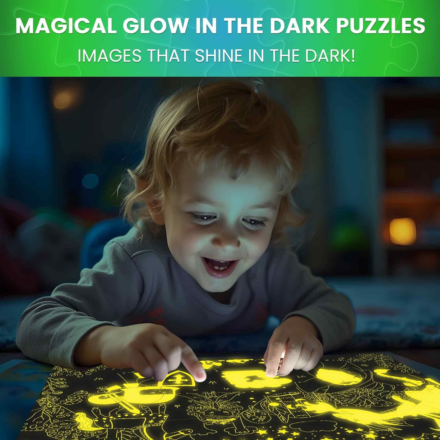QUOKKA 4x100 Piece Puzzles for Kids Ages 6-8 – Glow-in-The-Dark Puzzles Space, Dinosaurs, Animals – Fun Educational Puzzle for Boys & Girls