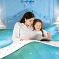 thumbnail image 4 of meiyoeat Teal Galaxy Star Twin Comforter Sets,Calm Magical Sky Pattern Bedding Set For Girl,Reversible,2-Piece,1 Comforter and 1 Pillowcase, 4 of 7