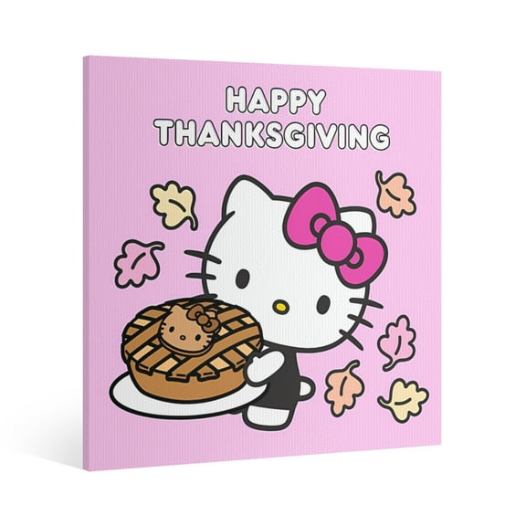 Hello Kitty Thanksgiving halloween Canvas Wall Art Cartoon Wall Decor | HD Printed & Wooden framed wall art | Modern Wall Decor for Gift | Kids Room Decor | Made in USA 8x8 Inch
