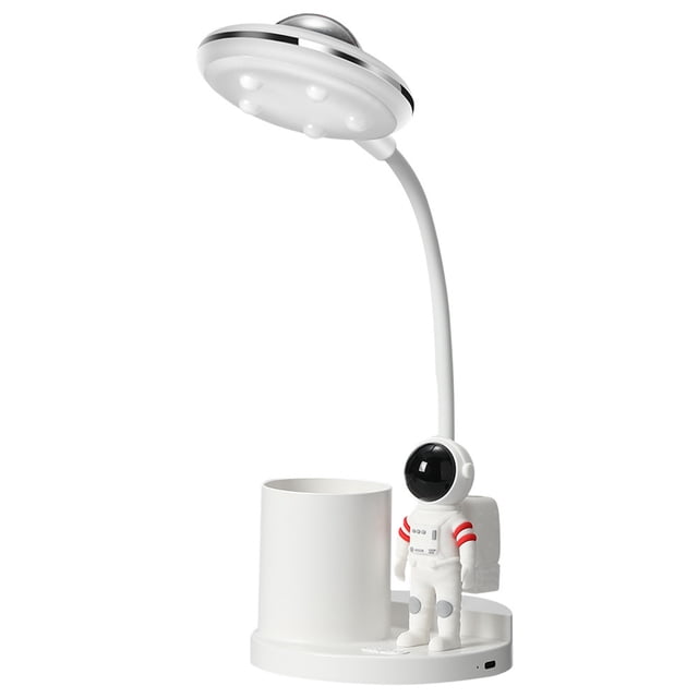 yeacher 2023 Multifunctional Astronaut Desk Lamp with Projection, Study Light, Eye Protection, and Pen Holder in White - D6 Projection Lamp for Students