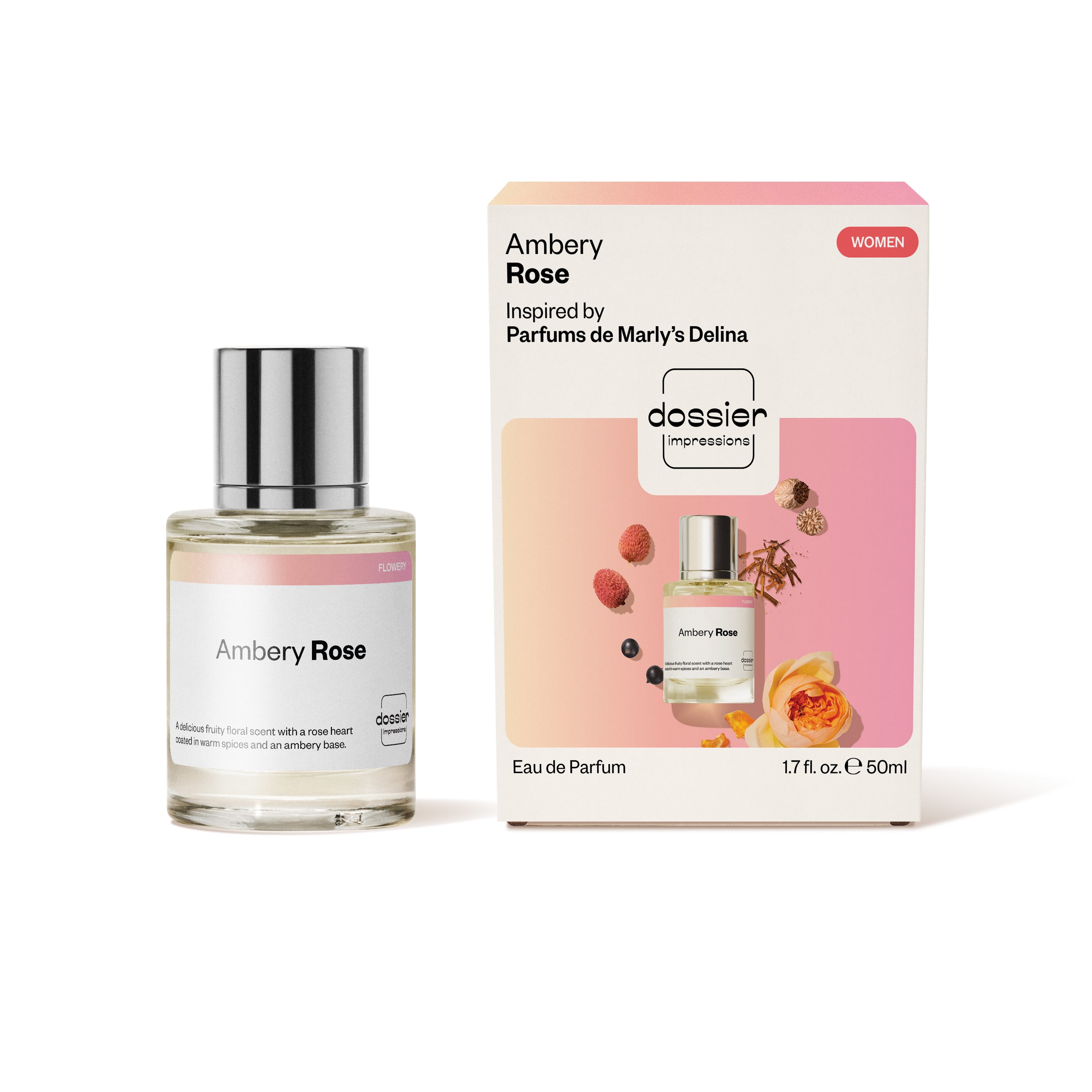 Dossier Originals, The icons collection, Amber Rose, Eau de Parfum. Size: 50ml / 1.7oz