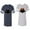 Men Navy / Women Heather, variant on Halloween Bat Unisex Couple Matching Cotton Jersey style T-Shirt Contrasting stripes on sleeves (Men Navy / Women Black) (Men S / Women S)