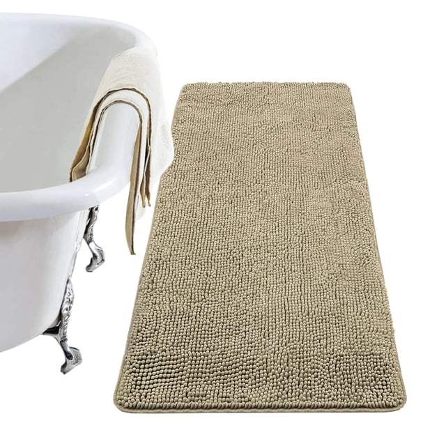 Alfombra de baño LOCHAS Luxury Shaggy de felpilla, 60 x 150 cm, color beige