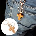 thumbnail image 4 of Cross Keychain Olive Wood Cross Pendant Keychain Handmade Cross Charm Keyring for Clothes Bags Delicate Craft Accessory Golden Cross Keychain, 4 of 8