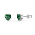 thumbnail image 2 of Paris Jewelry 24k White Gold 2 Carat Heart Emerald Stud Earrings Plated Jewelry Gift for Women, 2 of 5