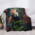 thumbnail image 3 of Fotbe Forest Plant Raccoon Manta de Franela con Estampado, Manta Ultrasuave para Cama, Sofá, Auto, Hipoalergénica y Antibolitas-80"x60", 3 of 6