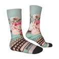 thumbnail image 3 of Uemuo Vintage Typewriter Floral Pattern Women's Crew Socks, Soft Durable Breathable Moisture-Wicking with Odor Control Cotton socks, 3 of 9
