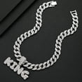 thumbnail image 4 of Hip Hop KING Letter Pendant Necklace With Cuban Chain 15mm Crystal Iced Out Bling Hip Hop Jewelry Necklaces Street Dance Accessories Fashion Creative Gifts, 4 of 6