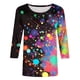 thumbnail image 5 of Xuyuer Mardi Gras Three Quarter Sleeves Shirts for Women Funny Mask Graphic Tee Carnival Round Neck Shirt New Orleans Party Round Neck Tops, 5 of 6