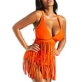 thumbnail image 2 of Pudcoco Ensembles de Bikini à Franges pour Femmes, Couleur Unie, Été, 2 Pcs, Débardeurs Sans Manches à Col en V Profond + String Taille Haute, 2 of 6