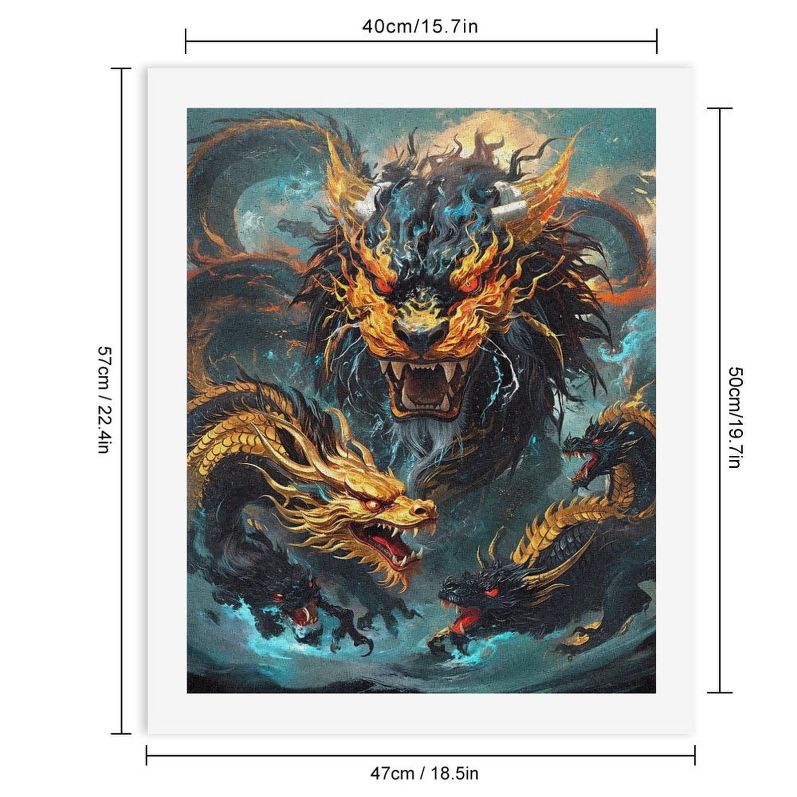 Paint By Numbers Kit for Adults Beginner - DIY Mythical Fiery Dragon Illustration Art Canvas Painting Kits for Adults, Frameless Paint By Number for Adults for Home Wall Decor 16x20 Inch