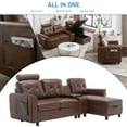 thumbnail image 4 of Onbeam Sectional Sofa with Storage Chaise and Cup Holders, Living Room L-shaped Sofa Couch, Modern Sofa Bed for Home and Office, Brown PU Leather, 4 of 6