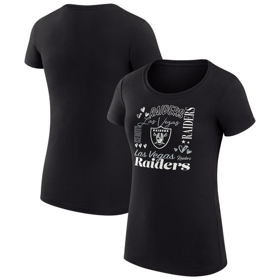 Women's G-III 4Her by Carl Banks Black Las Vegas Raiders Super-Slim Fit Lightweight Collage Team T-Shirt