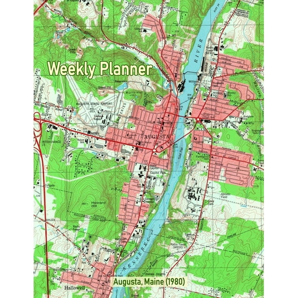 Weekly Planner Augusta, Maine (1980) Vintage Topo Map Cover